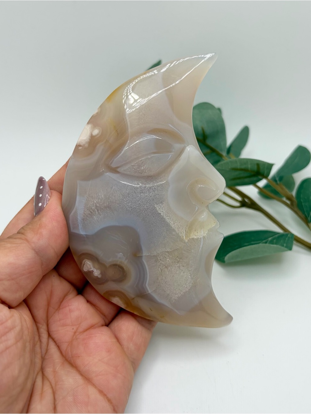 Flower Agate Moon Face